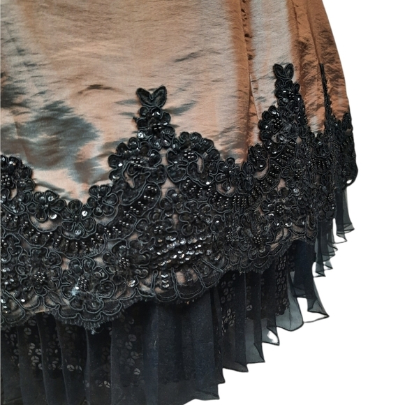 Jovani Prom Formal Gown Iridescent Sequin Embroidered w Faux French Bustle Sz 2 - Picture 4 of 16